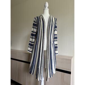 NorthStyle Striped Long Mixed Yarn Open‎ Cardigan Size Small